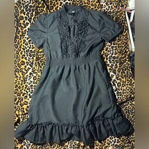 Gothic Ruffled Sleeve Elegant Black Dress